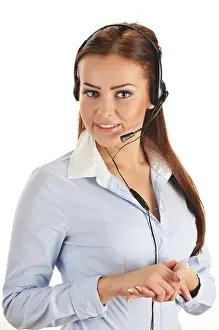Customer Support Specialist Drucke: Call center operator isolated on white