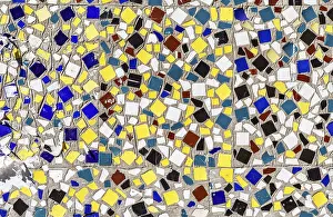 Mosaic Tiles Background Drucke: Ceramic colorful tiles mosaic abstract composition pattern background