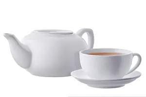 Isolated Object Drucke: Ceramic tea set isolated on white background