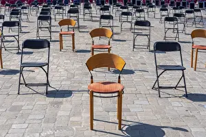 Central Europe Deserted Areas Drucke: Empty chairs with space outside, Germany