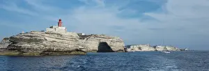 Mediterranean Shoreline Drucke: Chalk cliffs, lighthouse and Cave St