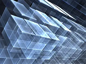 Web Design Fractals Drucke: Chaos cubes background - abstract computer-generated image