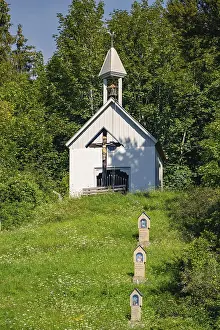 German Church Building Drucke: Chapel on a hill in the forest