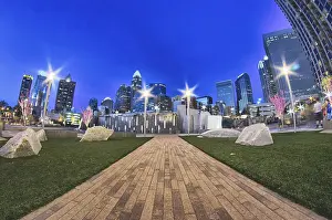 Baseball-Stadien Drucke: Charlotte Skyline am Romare Bearden Park und BBT Knights Baseball Stadium