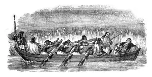 Deserted Water Sports Scene Drucke: This check is three pairs of oars