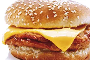 Fast Food Drucke: Cheeseburger on a sesame seed bun