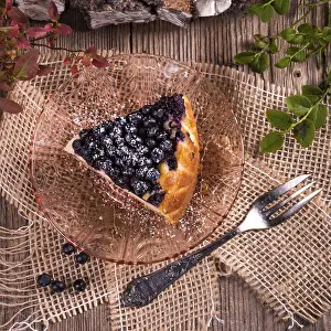 Baked Goods Photography Drucke: Cheesecake blueberries