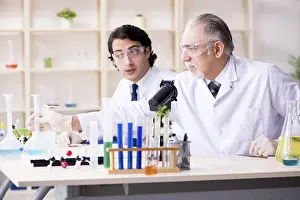 Virus Analysis Drucke: Two chemists working in the lab
