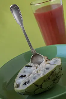 Tropical Fruit Dessert Drucke: Cherimoya with spoon