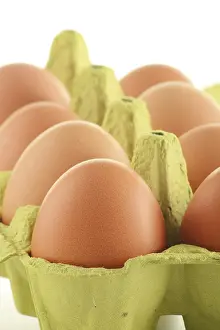 Healthy Eating Habits Drucke: Chicken eggs on kitchen table