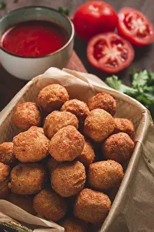 Spicy Snack Meal Drucke: Chicken popcorn, deep fried, nuggets