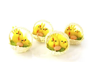 Young Bird Species Drucke: Chicks in little baskets