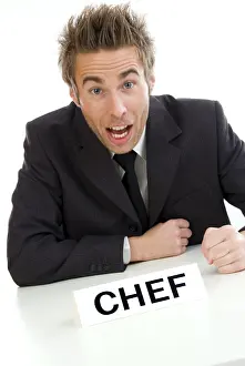 Chief Executive Officer Image Drucke: Chief at the desktop
