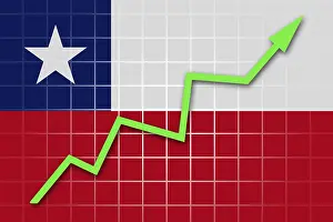 Arrow Graph Rising Drucke: The Chile flag and arrow graph going up