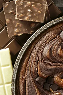 Chocolaty Pastry Dish Drucke: Chocolate cake crop macro texture