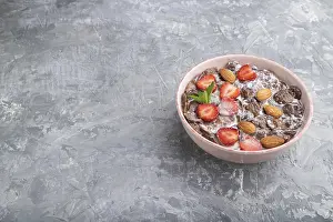 Ceramic Bowl Images Drucke: Chocolate cornflakes with milk