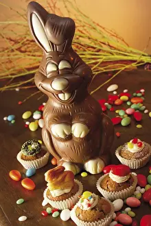Easter Chocolate Bunny Drucke: Chocolate Easter bunny and Easter muffins