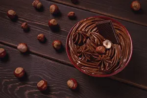 Chocolate Mousse Drucke: Chocolate nut paste, mousse, pasta