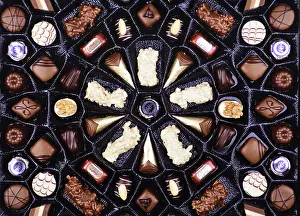 Empty Studio Background Drucke: Chocolates in a box of chocolates Studio shot