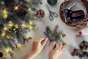 Christmas Background Drucke: Christmas background with decorations