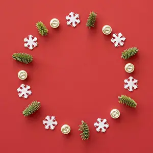 Christmasy Decorative Items Drucke: Christmas eve elements with copy space