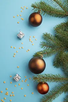 Fir And Spruce Branches Drucke: Christmas or New Year composition