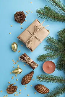 Fir And Spruce Branches Drucke: Christmas or New Year composition