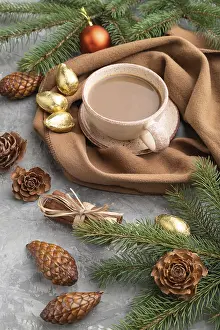 Fir Tree Branches Drucke: Christmas or New Year composition