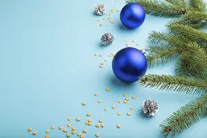 New Year Decorations Drucke: Christmas or New Year composition