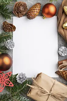 New Year Template Drucke: Christmas or New Year frame composition