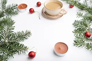 New Year Decorations Drucke: Christmas or New Year frame composition