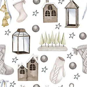 Christmas Seamless Pattern Drucke: Christmas seamless pattern. lights