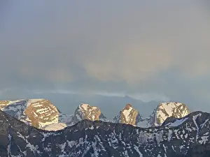 Alps Switzerland Drucke: Churfirsten, Churfirst, mountain