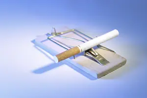 Unhealthy Tobacco Habit Drucke: Cigarette on a mouse trap