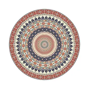 Red Embellished Design Drucke: Circular pattern in traditional Palestinian style