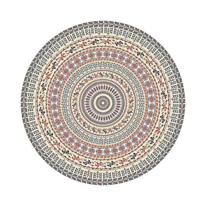Red Arabic Embellishment Drucke: Circular pattern in traditional Palestinian style