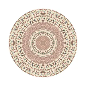 Red Arabic Ornament Drucke: Circular pattern in traditional Palestinian style