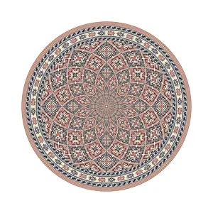 Vintage Floral Decoration Drucke: Circular pattern in traditional Palestinian style
