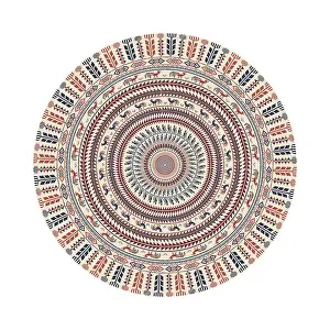 Arabic Embroidery Design Drucke: Circular pattern in traditional Palestinian style