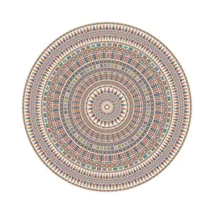 Red Ornate Decoration Drucke: Circular pattern in traditional Palestinian style