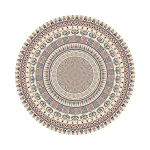 Red Arabic Embellishment Drucke: Circular pattern in traditional Palestinian style