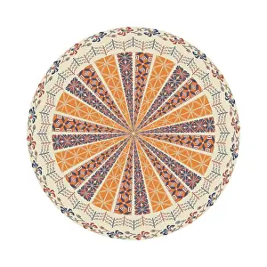 Red Arabic Embellishment Drucke: Circular pattern in traditional Palestinian style