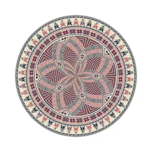 Embellished Floral Decoration Drucke: Circular pattern in traditional Palestinian style