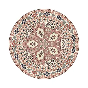 Arabic Embroidery Design Drucke: Circular pattern in traditional Palestinian style
