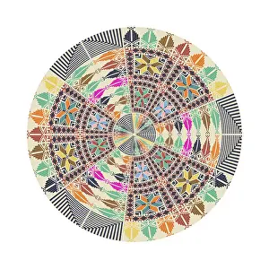 Ornate Geometric Pattern Drucke: Circular pattern in traditional Palestinian style
