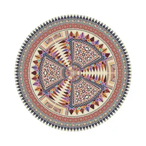 Red Arabic Embellishment Drucke: Circular pattern in traditional Palestinian style