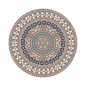Vintage Floral Decoration Drucke: Circular pattern in traditional Palestinian style
