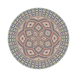 Vintage Floral Decoration Drucke: Circular pattern in traditional Palestinian style