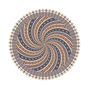 Arabic Embroidery Design Drucke: Circular pattern in traditional Palestinian style