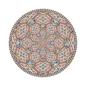 Vintage Floral Decoration Drucke: Circular pattern in traditional Palestinian style